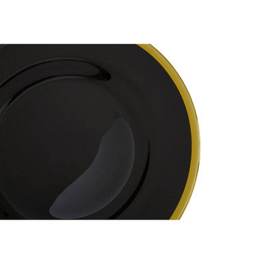 Black Glass Charger Plate with Gold Rim | Ida