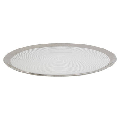 Embossed Glass Coupe Charger Plate with Silver Rim | Ida
