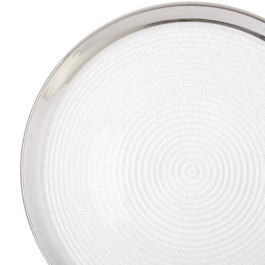 Embossed Glass Coupe Charger Plate with Silver Rim | Ida