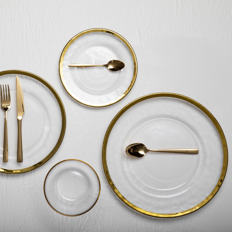 Textured Glass Dinner Plate with Gold Rim | Ida
