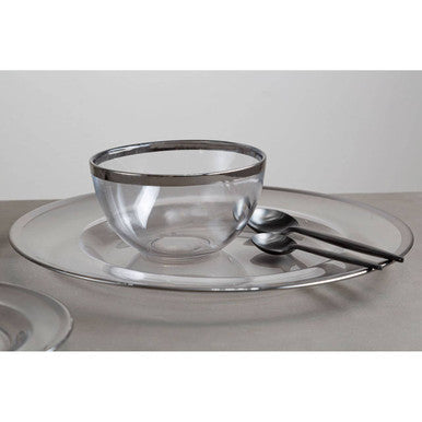 Glass Charger Plate with Silver Rim | Ida