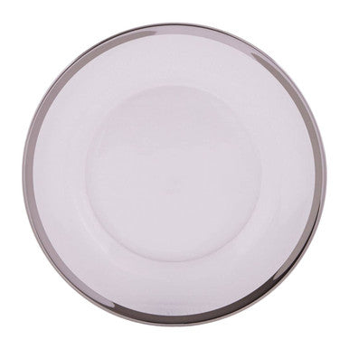 Glass Dinner Plate with Silver Rim | Ida