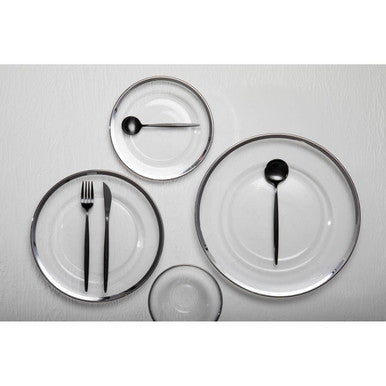 Glass Dinner Plate with Silver Rim | Ida