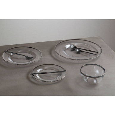 Glass Dinner Plate with Silver Rim | Ida