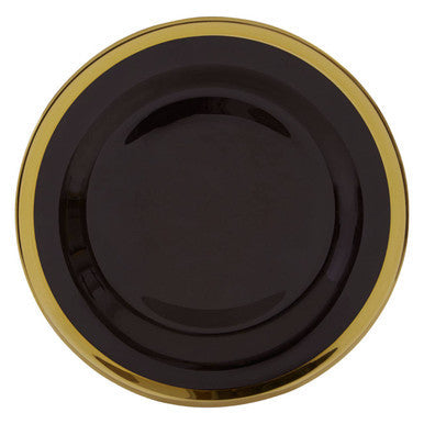 Black Glass Dinner Plate with Gold Rim | Ida