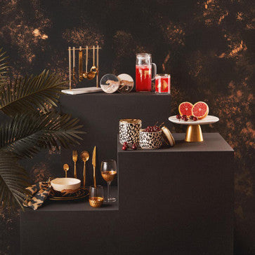 Black Glass Dinner Plate with Gold Rim | Ida