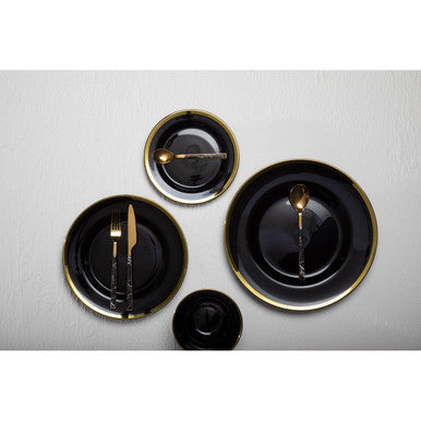 Black Glass Dinner Plate with Gold Rim | Ida