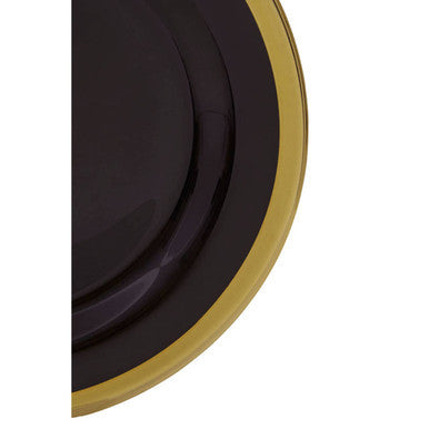 Black Glass Dinner Plate with Gold Rim | Ida