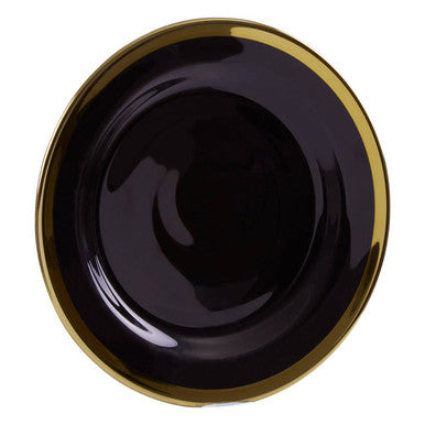 Black Glass Side Plate with Gold Rim | Ida