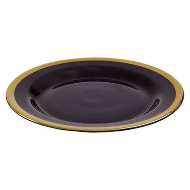 Black Glass Side Plate with Gold Rim | Ida