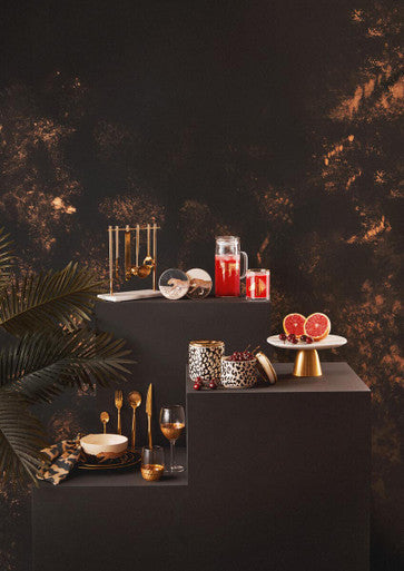 Black Glass Side Plate with Gold Rim | Ida