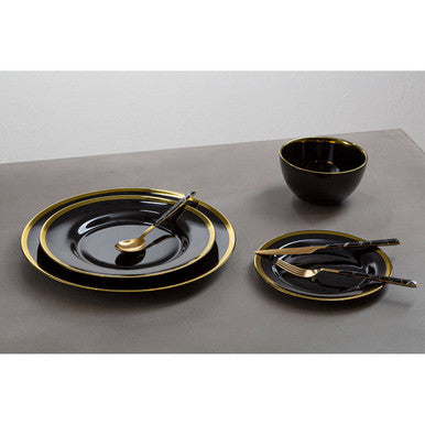 Black Glass Side Plate with Gold Rim | Ida