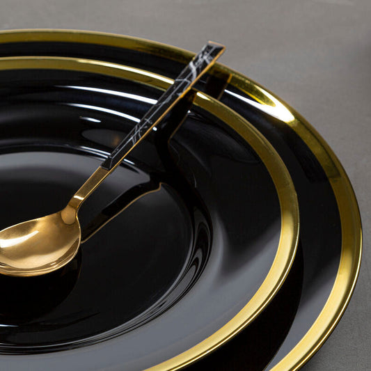Black Glass Side Plate with Gold Rim | Ida