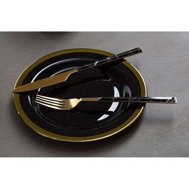 Black Glass Side Plate with Gold Rim | Ida