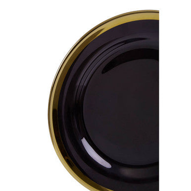 Black Glass Side Plate with Gold Rim | Ida