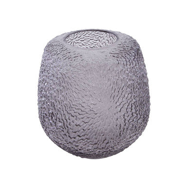 Medium Embossed Grey Glass Vase | Colbie