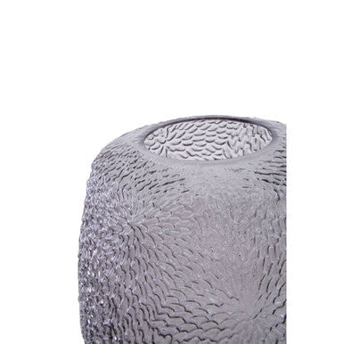 Medium Embossed Grey Glass Vase | Colbie