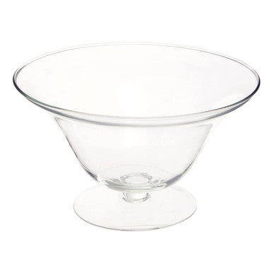 Ambra Clear Glass Fluted Bowl with Footed Base