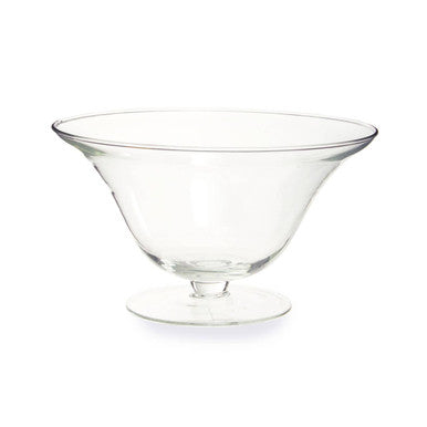 Ambra Clear Glass Fluted Bowl with Footed Base