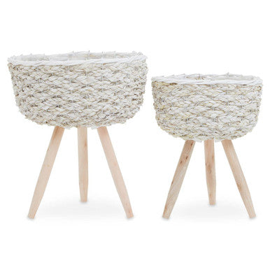 Set of Two White Planters | Lentigo