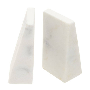 Set of 2 White Marble Bookends | Marris