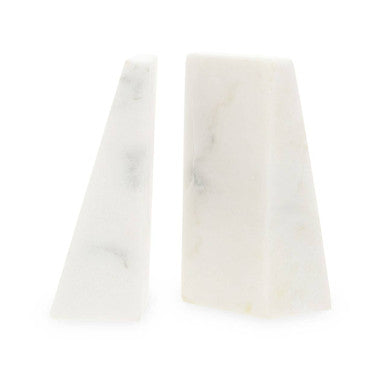 Set of 2 White Marble Bookends | Marris