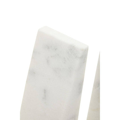 Set of 2 White Marble Bookends | Marris