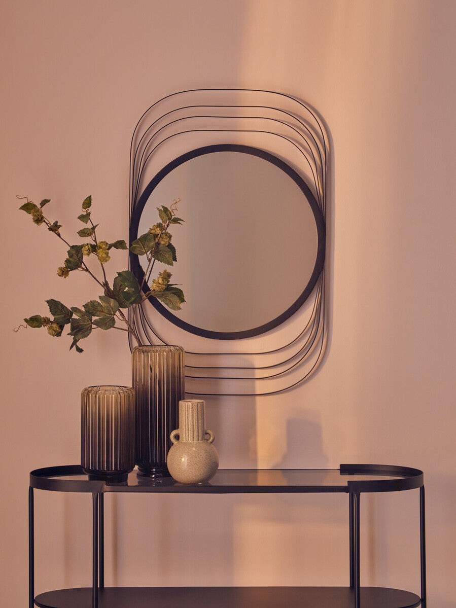 Large Grey Ribbed Glass Vase | Chima