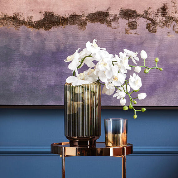 Large Grey Ribbed Glass Vase | Chima