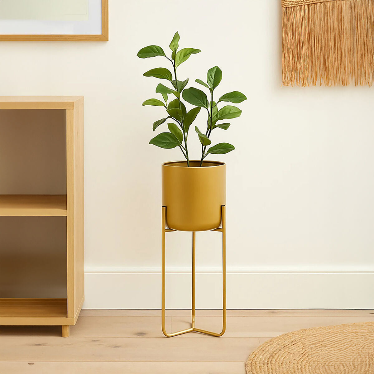 Large Gold Finish Floor Planter | Avento
