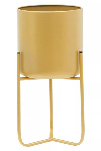 Small Gold Finish Floor Planter | Avento