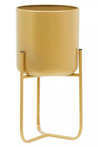 Small Gold Finish Floor Planter | Avento