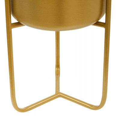 Small Gold Finish Floor Planter | Avento