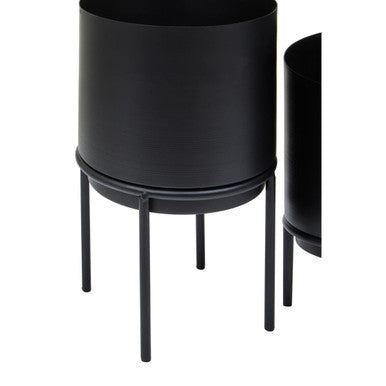 Set of Three Black Finish Planters | Avento
