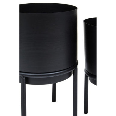 Set of Three Black Finish Planters | Avento