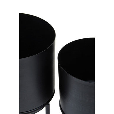 Set of Three Black Finish Planters | Avento