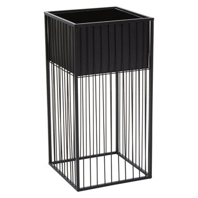 Alden Black Metal Square Floor Standing Planter with Elevated Pot