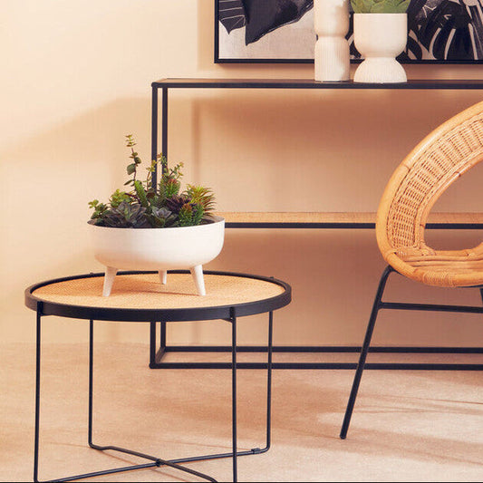 Alina White Finish Round Footed Planter with Angular Base