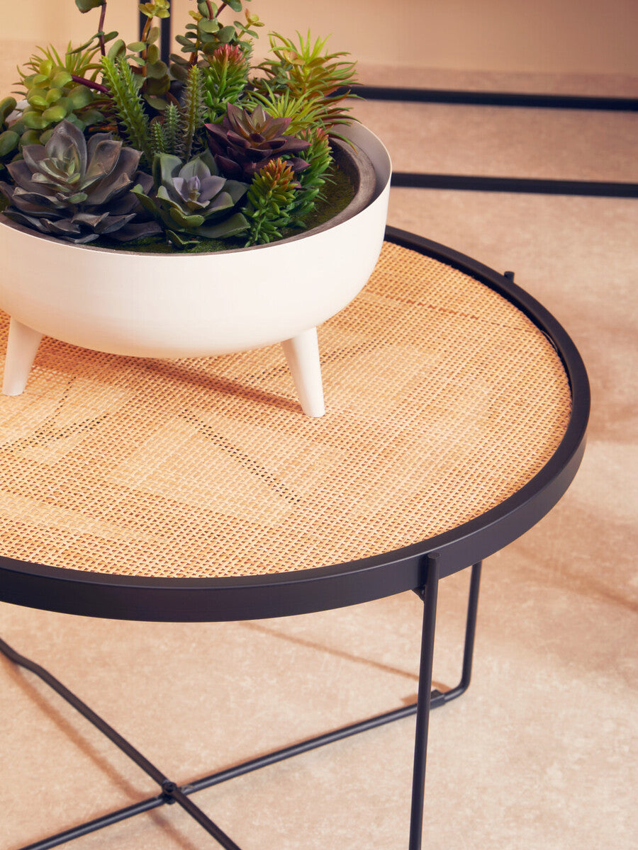 Alina White Finish Round Footed Planter with Angular Base