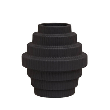 Black Small Step Design Vase | Fabia