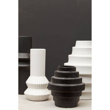 Black Small Step Design Vase | Fabia