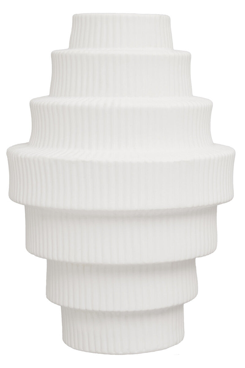 White Large Step Design Vase | Fabia