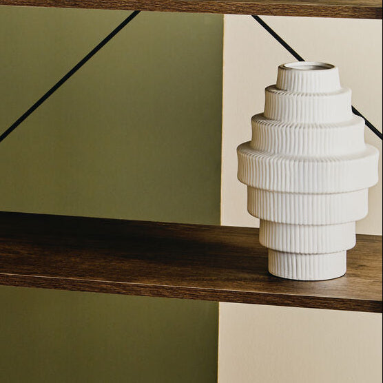 White Large Step Design Vase | Fabia