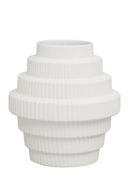 White Small Step Design Vase | Fabia
