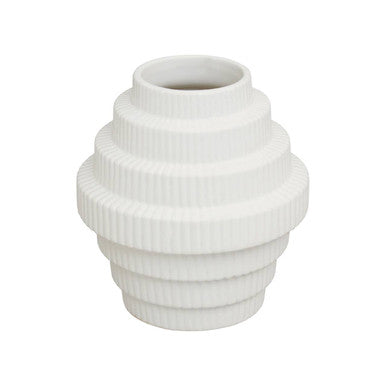 White Small Step Design Vase | Fabia
