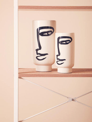 Small Black and White Face Vase | Viso