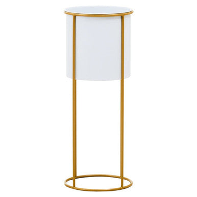 Large White and Gold Floor Standing Planter | Trosa