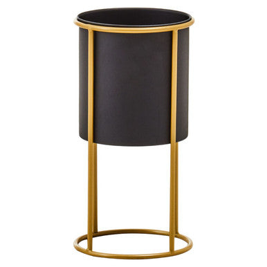 Small Black and Gold Floor Standing Planter | Trosa