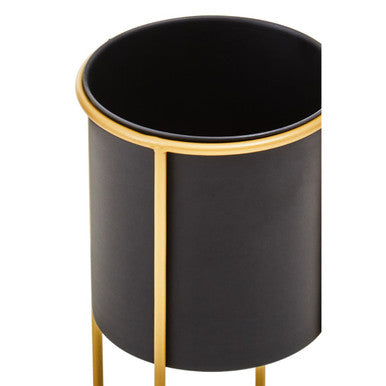 Small Black and Gold Floor Standing Planter | Trosa
