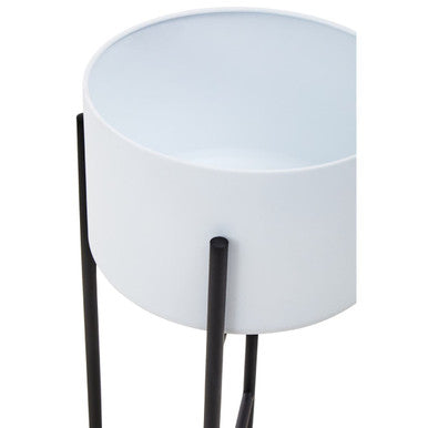 Large White and Black Floor Standing Planter | Trosa